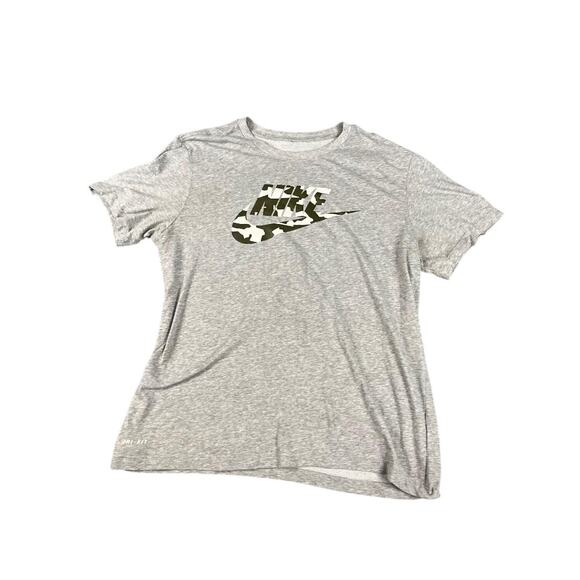 Nike Dri-Fit Gray Camo Logo T-Shirt Men's Large Athletic Tee Made in Egypt * - Picture 1 of 9